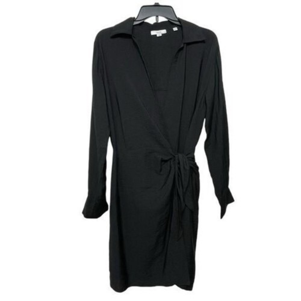 NWOT Vince Black Wrap Front Long Sleeve‎ Shirt Dress Women M China